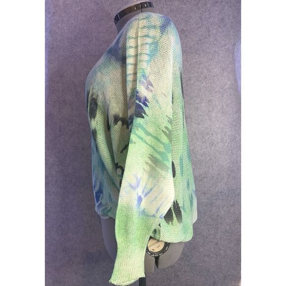Bella Amore Med/Large Mint, Blue & White‎ Tye Dye Long Sleeve Knit Sweater - Picture 8 of 9